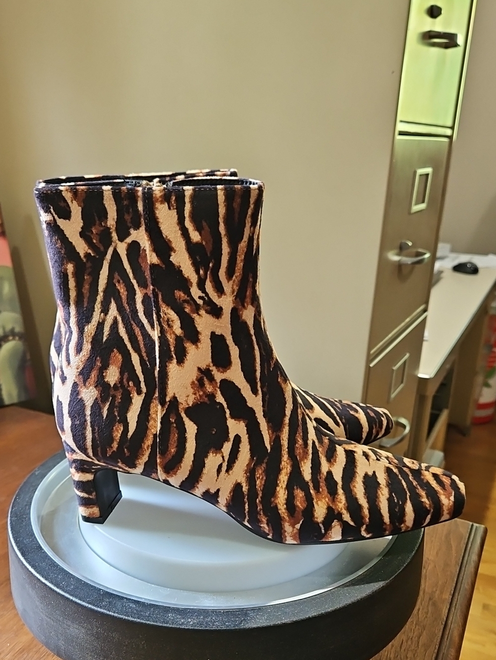 a new day Leopard Print Pointed Ankle Boots - Brown & Black